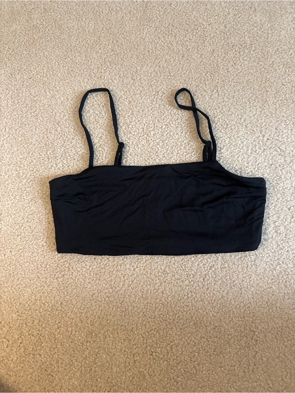 Black Spaghetti Strap Cropped Bandeau Top